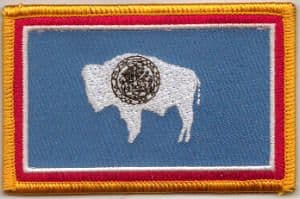 Wyoming Embroidered Flag Patch, style 08.
