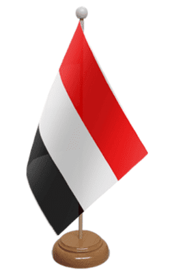 Yemen Desk / Table Flag with wooden stand and base