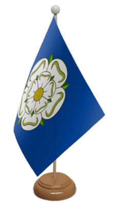 Yorkshire Desk / Table Flag with wooden stand and base
