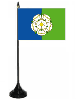 Yorkshire East Riding Desk / Table Flag with plastic stand and base