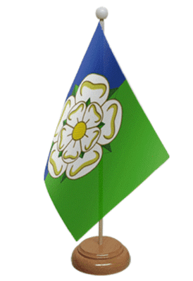 Yorkshire East Riding Desk / Table Flag with wooden stand and base