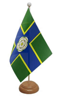 Yorkshire North Riding Desk / Table Flag with wooden stand and base