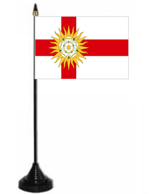 Yorkshire West Riding Desk / Table Flag with plastic stand and base