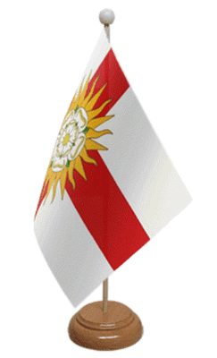 Yorkshire West Riding Desk / Table Flag with wooden stand and base