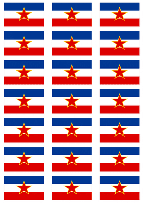 Yugoslavia Star Flag Stickers - 21 per sheet