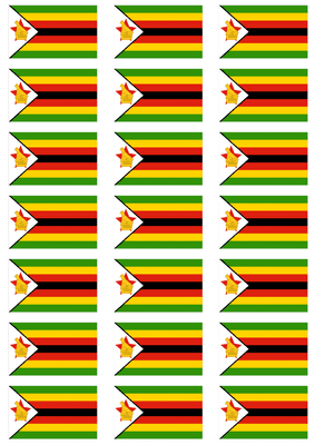Zimbabwe Flag Stickers - 21 per sheet