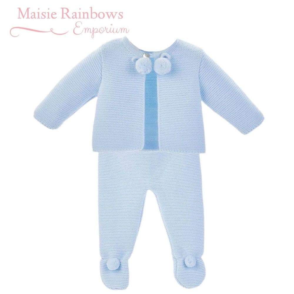 Babies Blue Dandelion Knitted Pom Pom Coming Home Outfit