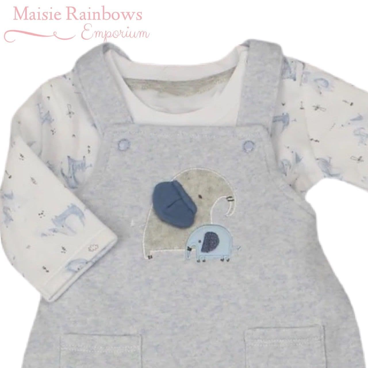 Baby Boys Blue Dungarees & Elephant Top