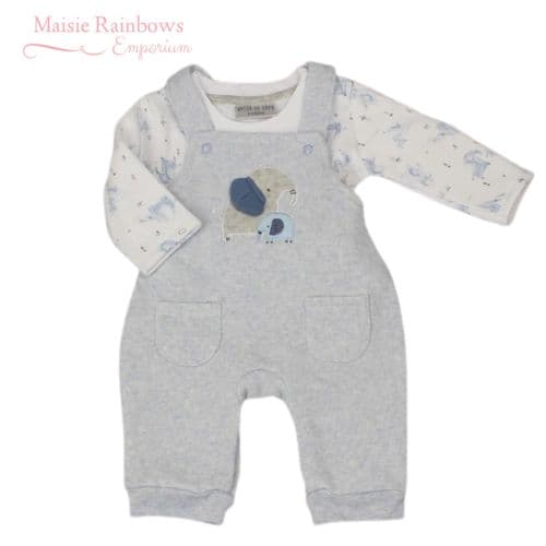 Baby Boys Blue Dungarees & Elephant Top