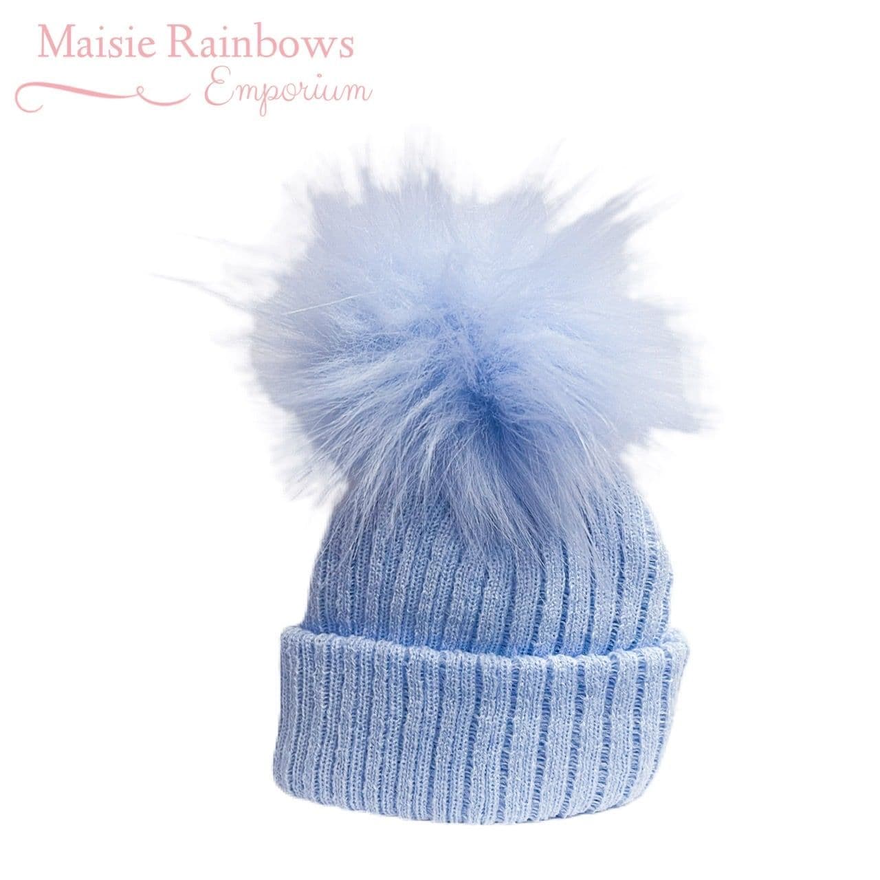 Baby Boys Blue Single Pom Pom Hat