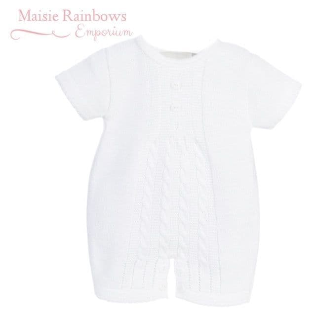 Baby Boys White Cable Knit Romper