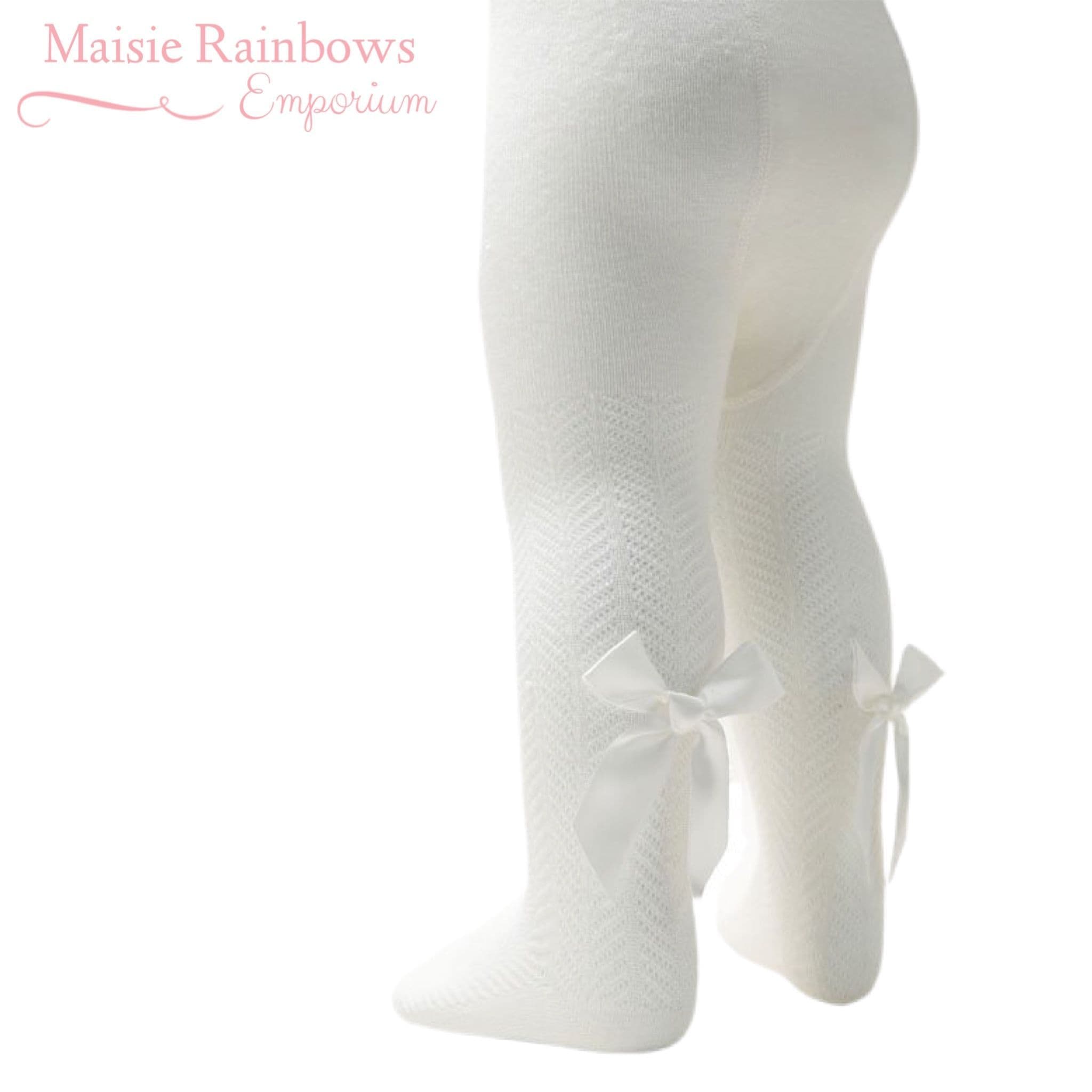 Baby Girls Ivory Chevron Tights