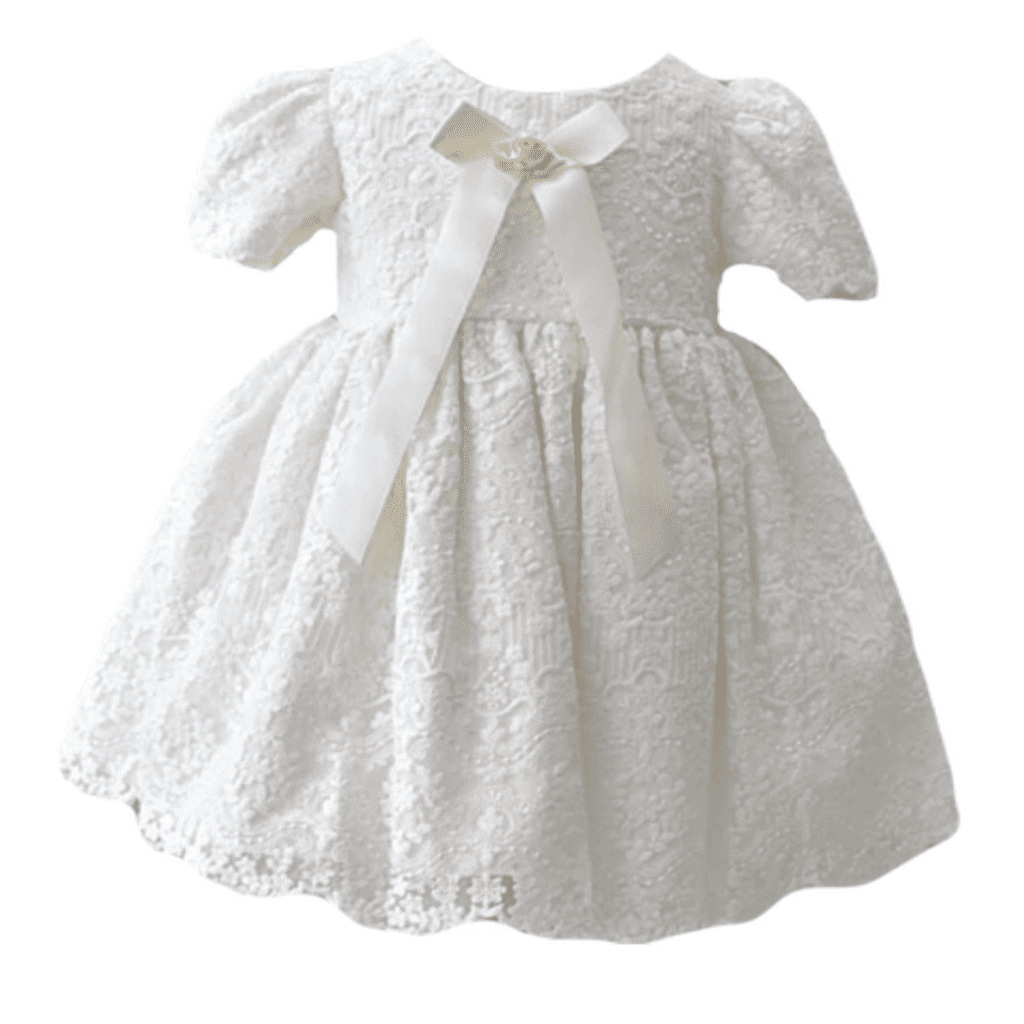 Baby Girls Ivory French Lace Bow Dress