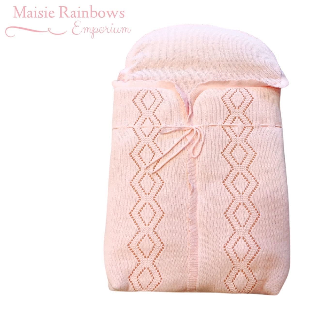 Baby Pink Spanish Knitted Pram Cosy Toes
