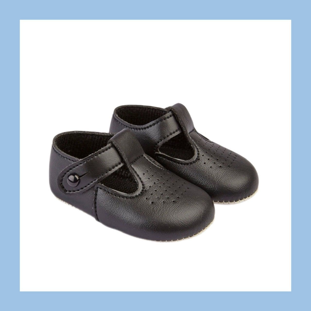 Boys Black T Bar soft Sole Shoe