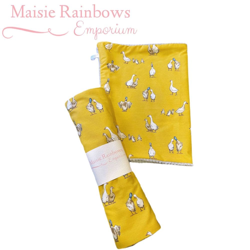 Designer Vintage Mustard Duck Pram Blanket - Main Image