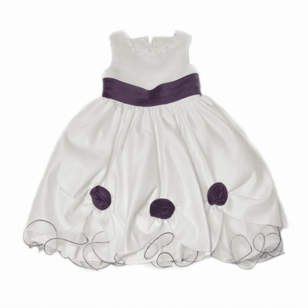Girls Cadbury s Purple Ivory Rose Satin Tulle Dress