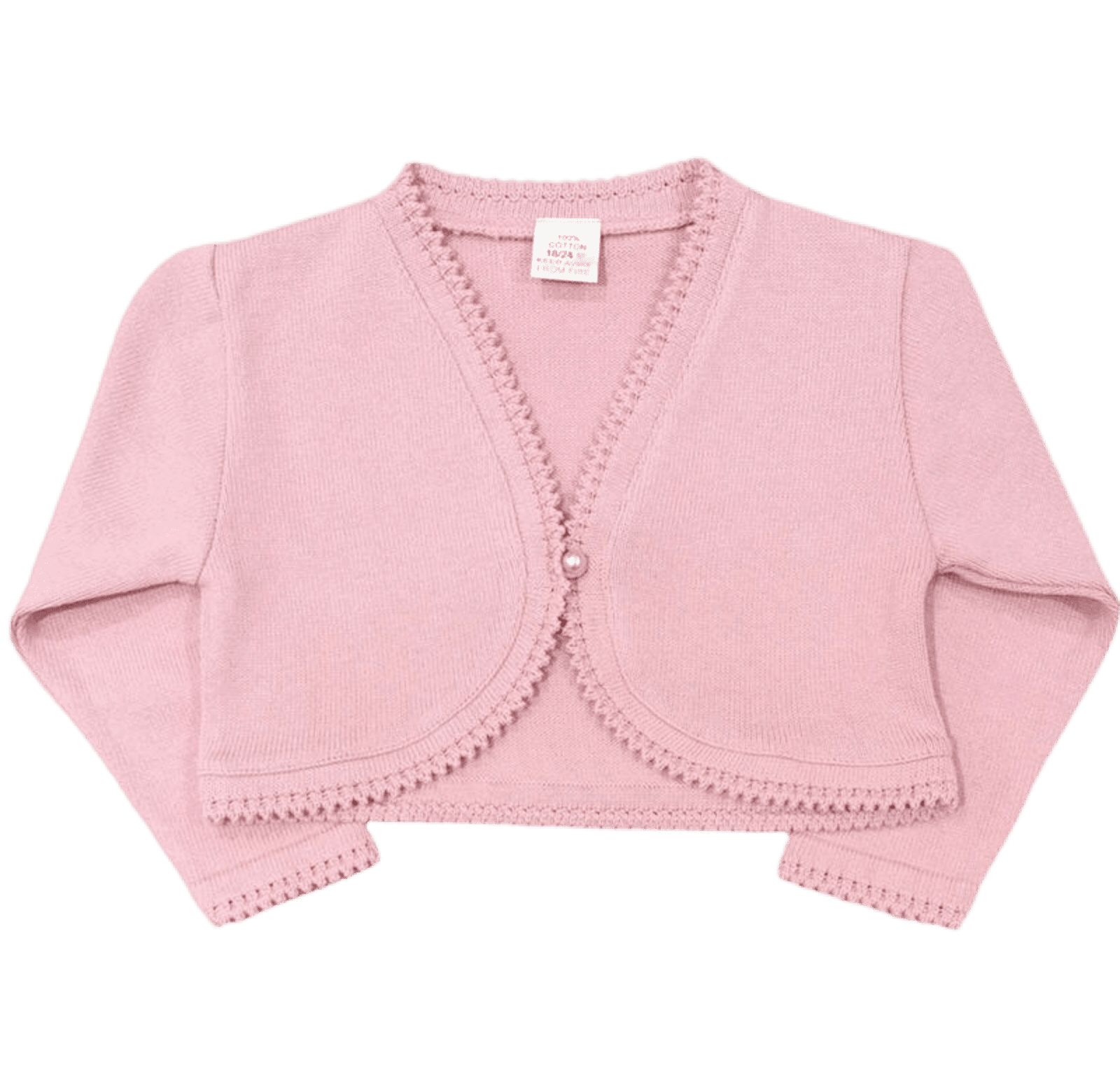 Girls Dusky Pink Cotton Long Sleeved Bolero