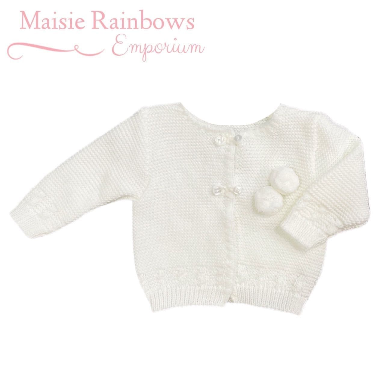 White pom 2025 pom cardigan