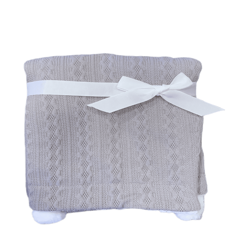 Grey Spanish Cable Knit Blanket