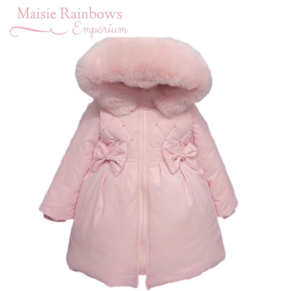 Winter coat with pink 2025 fur hood