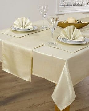 CHRISTMAS GOLD SHIMMER GLITTER METALLIC TABLECLOTH 52