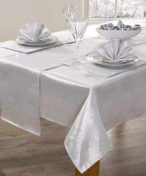 CHRISTMAS SILVER SHIMMER GLITTER METALLIC TABLECLOTH 52