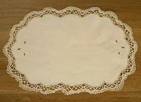 CLASSIC VINTAGE LACE DETAIL BEIGE COTTON OVAL12