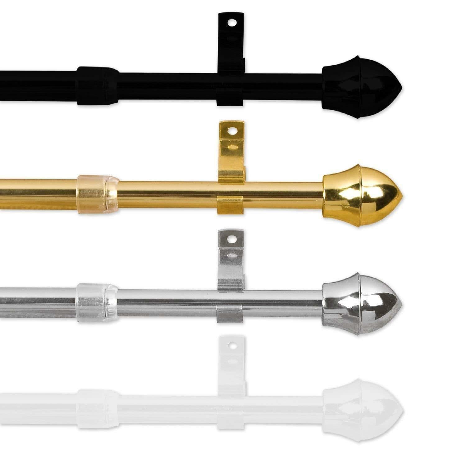 EASY FIX TELESCOPIC METAL EXTENDING CURTAIN CAFE NET WINDOW POLES/RODS ...