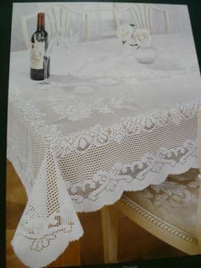 FLORAL ROSES CREAM LACE STAIN RELEASE TABLE CLOTH 60