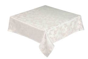 GLITTERING TRAILING SILVER LEAVES PREMIUM DAMASK OBLONG TABLECLOTH FREE POSTAGE