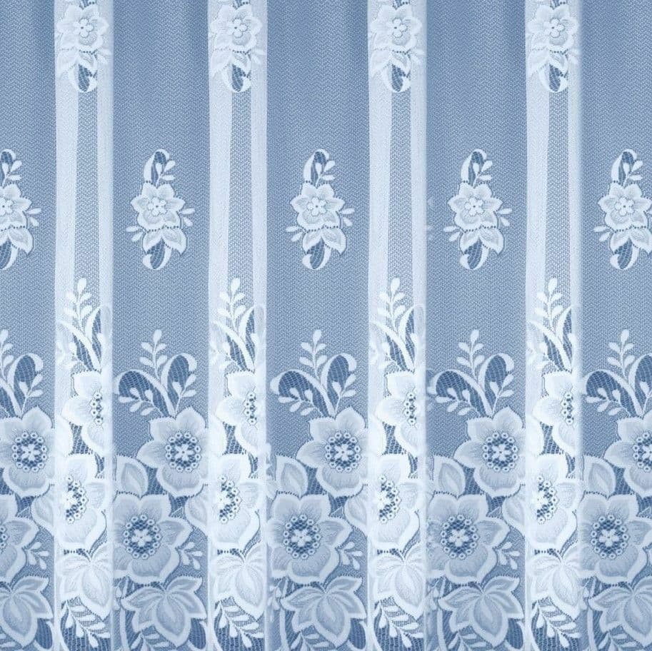 HEAVY WEIGHT VICTORIAN THICK NEW YORK WHITE LACE NET CURTAIN SOLD BY