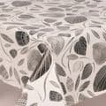 Luxury Black  Leaves PVC Wipe Clean Tablecloth 54" Wide X 2 Metres £11.95