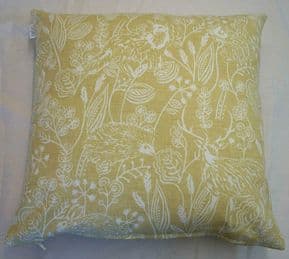 MUSTARD GOLD HEDGEHOG FOX RABBIT WOODLANDS WILDLIFE LINEN CUSHION COVER £6.99 EA