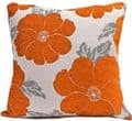 ORANGE VELVET CHENILLE POPPY FLOWER LUXURY FLORAL LINEN CUSHION COVER £7.99