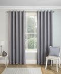 PAIRS OF GEOMETRIC SILVER GREY BOHEMIAN DESIGN EYELET BLOCK OUT THERMAL CURTAINS
