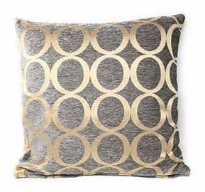 SET OF 2 DOVE GREY VELVET CHENILLE CREAM RETRO CIRCLES 18