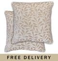 Set of 2 Luxury Beige Sherwood Jacquard Leaf 18" Cushion Covers Cases £15.99 Set