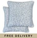 Set of 2 Luxury Blue Sherwood Jacquard Leaf 18" Cushion Covers Cases £15.99 Set
