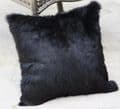 Set of 2 Luxury Faux Rabbit Fur Black  Reversible 18" Cushion Covers £17.99