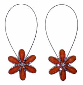 SET OF 2 MAGNETIC ORANGE FLOWER CRYSTAL VOILE NET CURTAIN TIEBACKS £8.95