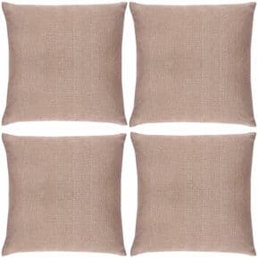 SET OF 4 SOFT TOUCH TEXTURED BEIGE LATTE WASHABLE 18