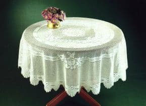 TRADITIONAL FLORAL CREAM LACE STAIN RELEASE TABLE CLOTH 36