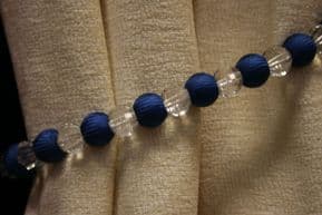 TWINKLY LARGE GLASS GEMS BEADED ROPE TIE BACKS SOLD IN PAIRS £9.98 FREE POSTAGE