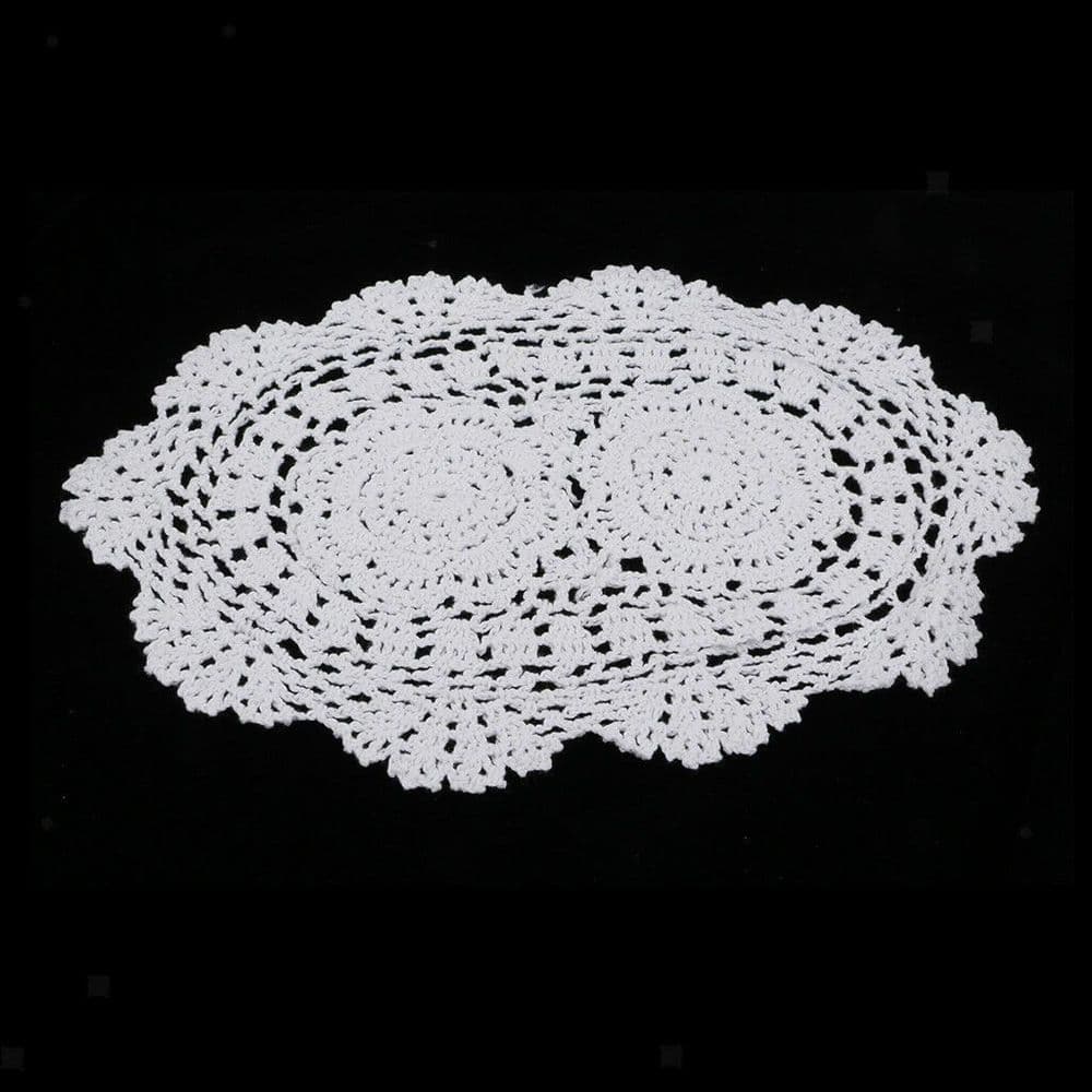 WHITE COTTON CROCHET LACE OVAL SHAPE 11"X15" DOILY PLACE MAT COASTER 4 99  EACH
