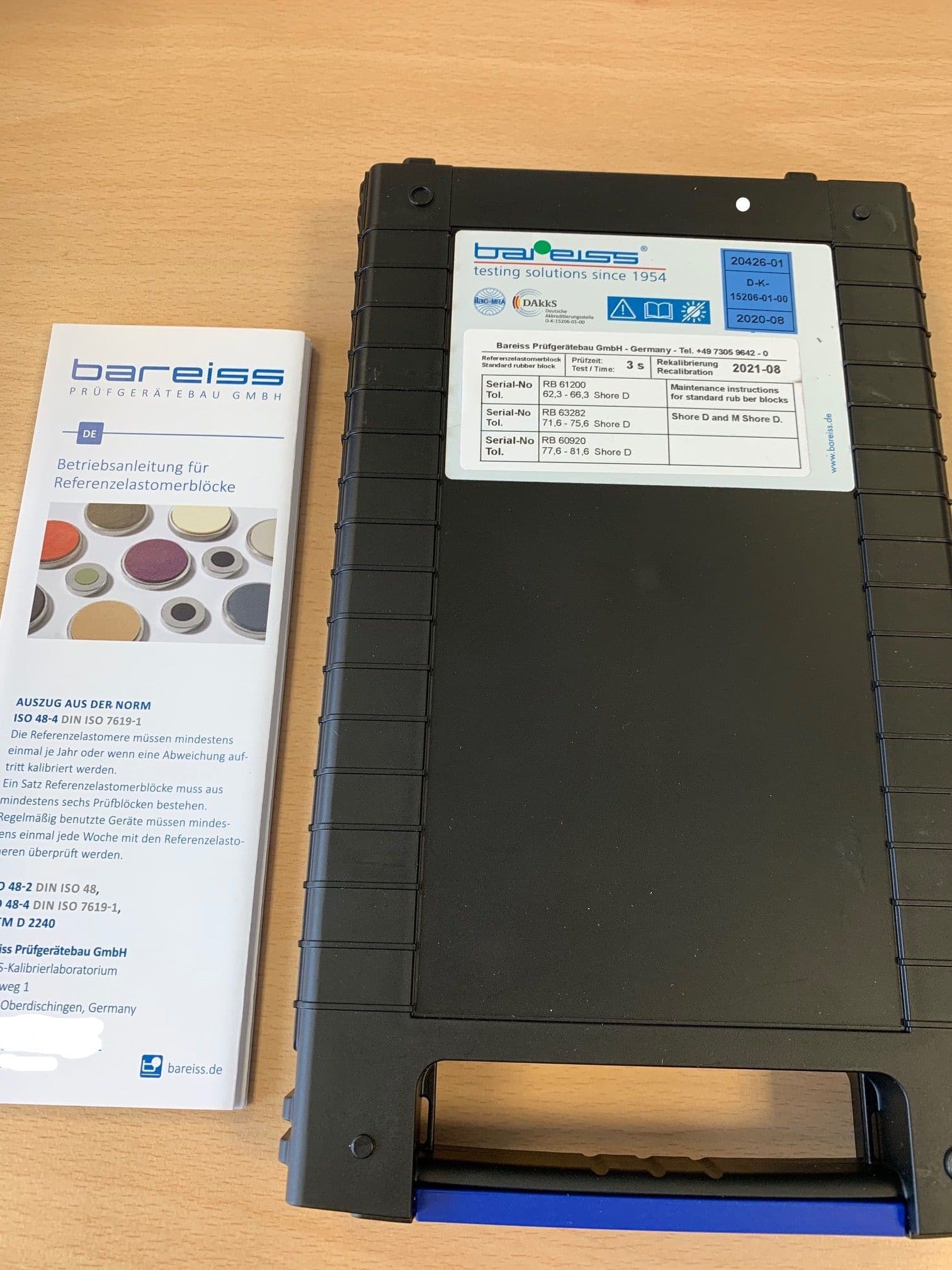 BAREISS SHORE A hardness range Test Blocks 1 set of 3 Reference Plates