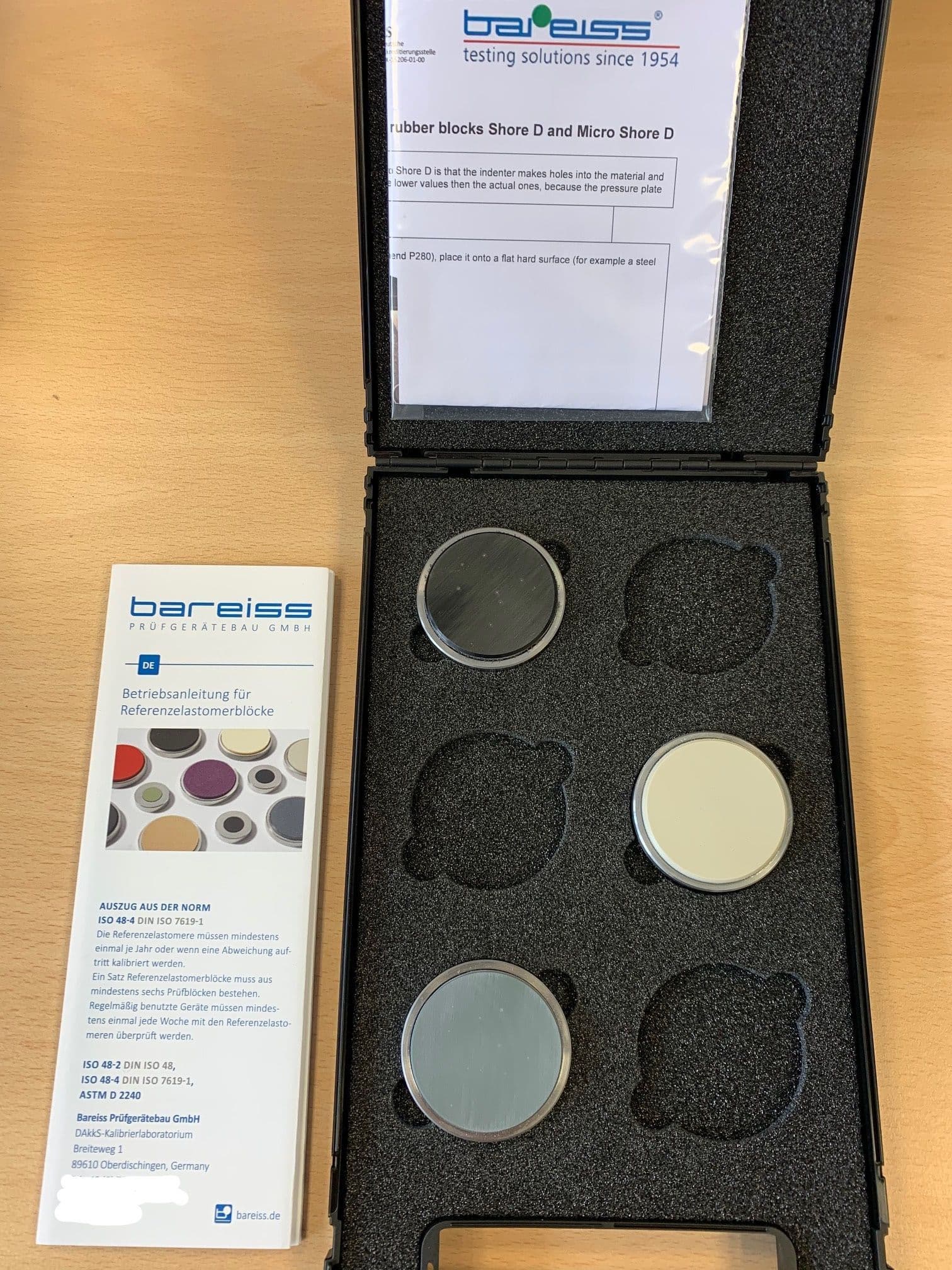 BAREISS SHORE D hardness range Test Blocks - 1 set of 3 Reference Plates