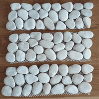 1 m2 ( 9.9 linear metres ) White Natural  Stone  Pebble Border Mosaic Tiles 10 x 30 cm