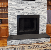 1200 x 900 x 20 Brazilian Black Riven Slate Hearth