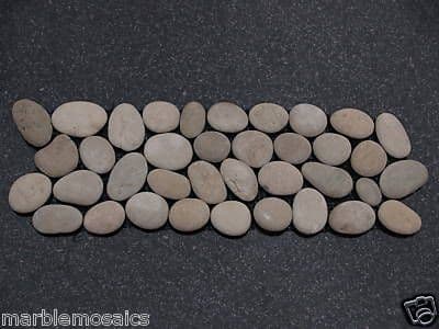1m2 (9.9 Linear metres) Asian Tan Beige Natural Stone Pebble Border Tiles 10 x 30 cm